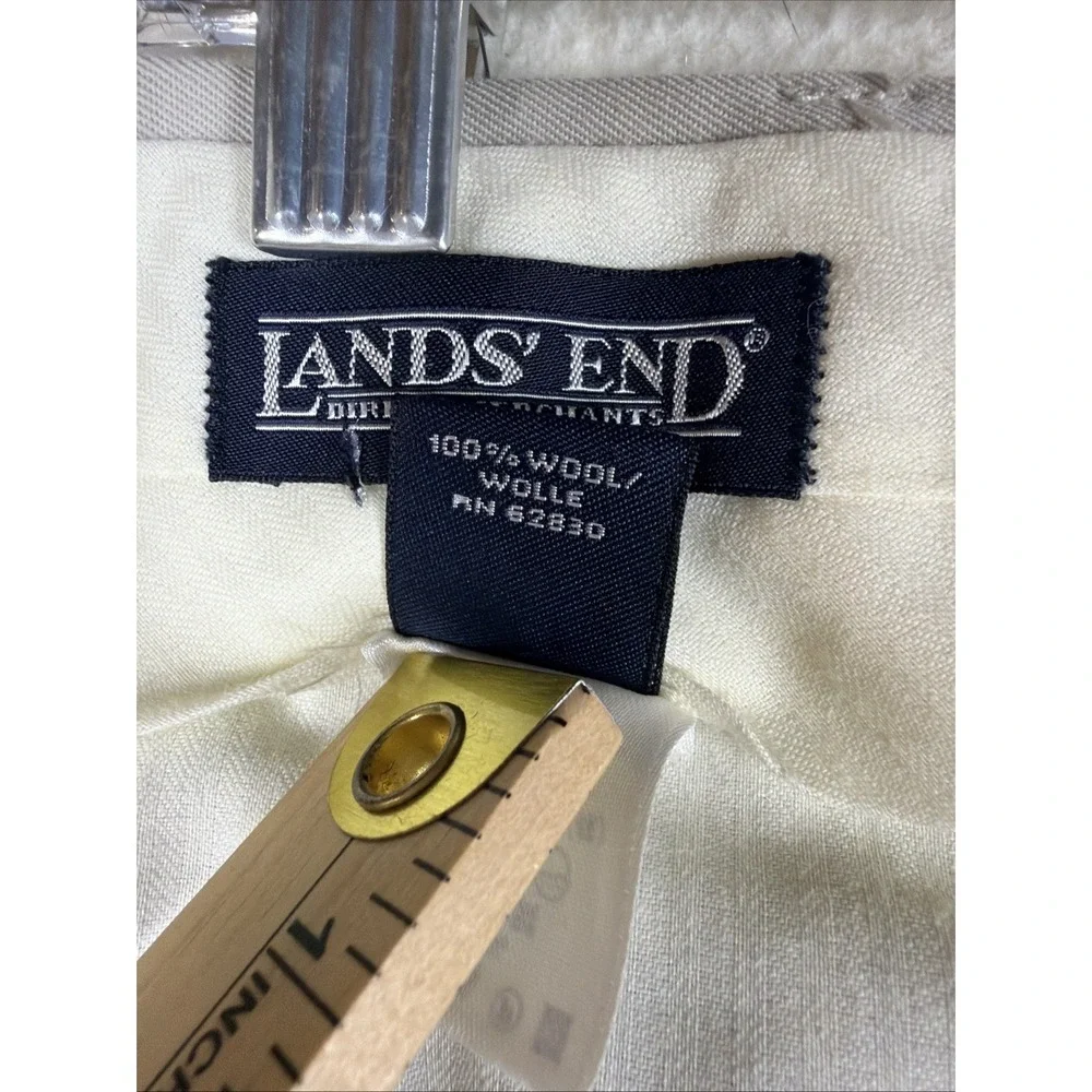 Lands End Mens 44 Regular Pleated Dress Pants Taupe Gray